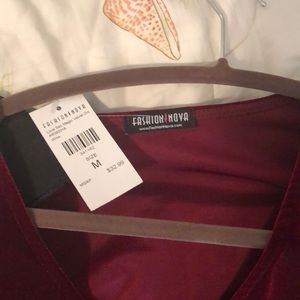 Red / Burgundy Holiday Dress - long, high slit